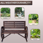 Outdoor Bench with Carbonized Finish, Solid Fir Wood, 2-Person 550lb Capacity