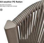 PURPLE LEAF Counter Height Bar Stool Set of 2 Outdoor Chair with Footrest Patio Bar Height Stools Wicker Barstools for Lawn Pool Stone Gray Counter Stool