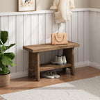 HOKYHOKY Solid Wood Entryway Bench - 31.5" Farmhouse Small Storage Bench, Rustic Narrow Bench Seat for Indoor, Entryway, Dining Room, Living Room and Hallway, Brown