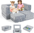 Costzon Modular Kids Play Couch Set, Glow in the Dark 2 Seat Toddler Chair, Fold Out Children Sofa Couch, Bedroom Playroom Furniture for Toddlers, Convertible Foam and Floor Cushion for Boys Girls