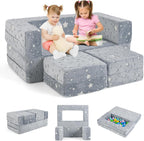 Costzon Modular Kids Play Couch Set, Glow in the Dark 2 Seat Toddler Chair, Fold Out Children Sofa Couch, Bedroom Playroom Furniture for Toddlers, Convertible Foam and Floor Cushion for Boys Girls