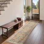 Lahome Oriental Kitchen Runners for Hallways, 2.5x10 Washable Runner Rug Non Slip, Soft Hallway Rug Distressed Ultra-Thin Long Carpet for Bathroom Entryway ‎Bedroom Eleanor, Peach/Orange
