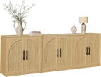 MapleGrace 63" Fluted Buffet Cabinet with Storage, Modern Symmetrical Arched Sideboard Credenza with Adjustable Shelf, Elegant Wood Console Table for Dining Room, Kitchen, Living Room(Oak)