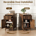 Yoobure End Table with Charging Station - Narrow Side Table for Living Room, Fluted Night Stand with Drawer and Storage Cabinet, Wood Nightstand with Adjustable Shelf for Bedroom Small Spaces