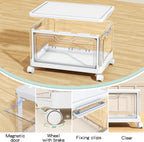 Kmiectse Clear Storage Bins with Lids - 4 Tier Plastic Bins with Wheels, Stackable Storage Bin, Closet Organizers Box for Bedroom, Living Room, 23 QT Folding Box with Magnetic Door