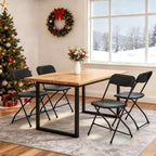 Folding Chairs 4 Pack, Outdoor Plastic Sturdy Metal Folding Chairs for Outside Indoor, Portable 350 lbs Capacity Heavy Duty Foldable Commercial Seating for Picnic, Party, Patio, Office, Black Color