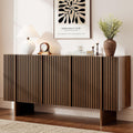 ONBRILL 63" Fluted Sideboard Buffet Cabinet with Storage, Large Sideboard Cabinet with Adjustable Shelves, Modern Credenza with 4 Doors, Kitchen Cabinets for Living Room, Entryway, Black