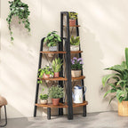 HOOBRO Corner Shelf, 3-Tier Corner Shelf Stand, 40” Tall Ladder Bookshelf, Industrial Corner Display Shelf Plant Stand for Living Room, Kitchen, Home Office, Rustic Brown BF143CJ01