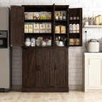 Hlivelood 71" Tall Kitchen Pantry,Farmhouse Storage Cabinet with Barn Doors,Organizer,Rustic Wood Cupboard,Farmhouse Pantry Cabinet for Kitchen,Dining Room,Living Room(Brown)