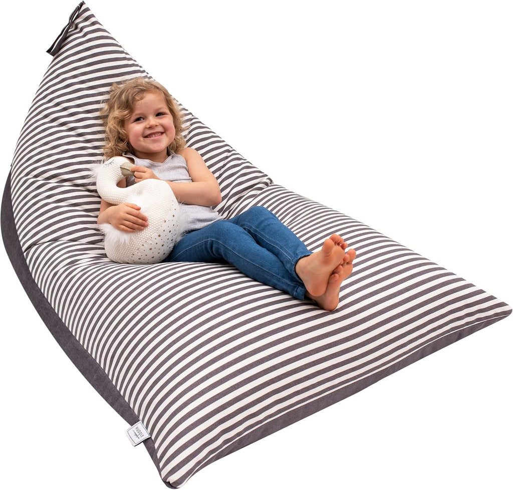 Huddle Original Stuffed Animal Storage Chair Washable Bean Bag Cover (No Filler) for the Perfect Kids Bean Bag Chair. XL Bean Bag Stuffed Animal Storage Bags | Store 100+ Toys 100% Cotton Canvas Grey