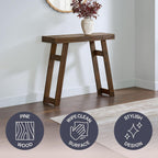 Alaterre Furniture Lawas Solid Wood Console Table - 36 Inch Modern Farmhouse Small Entryway Table - Easy Assembly Living Room Furniture for Behind The Couch, Entryway, or Hallway (Brown)