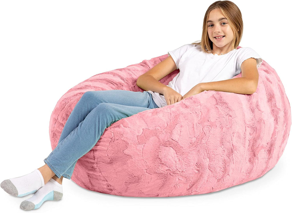 Jaxx Cocoon 4 Foot Bean Bag Chair - Faux Fur, Rose Quartz