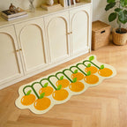 Irregular Runner Rug, Soft Low-Pile Non Slip Backing Washable Kitchen Laundry Mat Cute Fruit Shape Aesthetic Accent Rug Home Decor for Bedroom Living Room Entryway, 20"x48", Orange