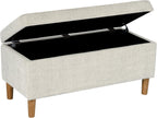 HomePop Malmo Decorative Storage Bench -Cream Chevron Woven