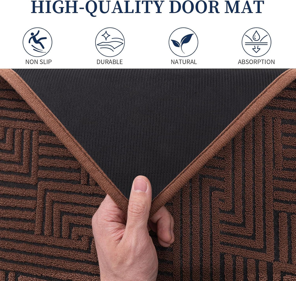YIHOUSE Indoor Door Mat 24" x 36", Non-Slip Washable Entryway Mat, Dirt Trapper Absorbent Entrance Mat, Low Profile Floor Mat for Front/Back Door, Entryway, Brown