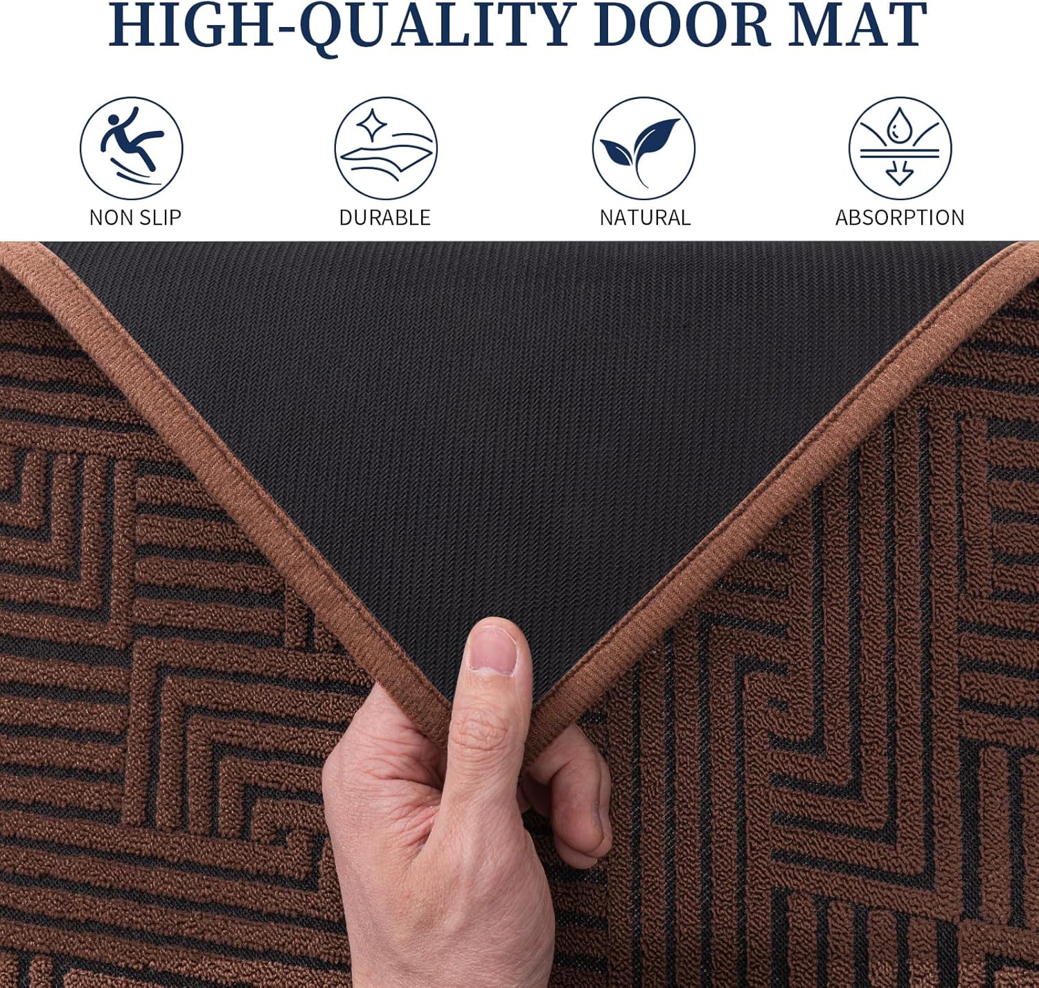YIHOUSE Indoor Door Mat 24" x 36", Non-Slip Washable Entryway Mat, Dirt Trapper Absorbent Entrance Mat, Low Profile Floor Mat for Front/Back Door, Entryway, Brown