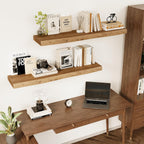 Vivelove Live Edge Floating Shelves Solid Wood, Elm Shelves for Wall with Invisible Bracket for Living Room Bedroom Bathroom Office Book, Rustic Farmhouse Wooden Shelf, 32 Inch Set of 2- Natural