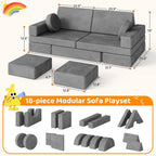 GITAWUSA 18Pcs Play Couch for Kids,Modular Kids Play Couch for Playroom Bedroom Living Room，Multifunctional Convertible Sofa for Boys & Girls