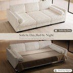 Belffin Plush Corduory Sectional Sleeper Sofa with Wide Deep Seat Modular Sectional Cloud Couches for Living Room. Beige Couch