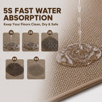 Super Absorbent Bath Runner Mat, Non-Slip Bathroom Rug, Long Narrow Floor Carpet for Shower, Machine Washable (Taupe, 12''X47'')
