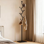 Sturdy Metal Coat rack Tree – Anti-Tip Design with 8 Hooks, Perfect for Home, Dorm, or Office Organization (black)