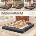 78.7IN Folding Sofa Bed - Convertible Sleeper Sofa Couch with Zippered Pillows, 3 Seater Couches Bed for Living Room, Bedroom, Apartment, No Assembly Required, Freestanding, Corduroy, Gray