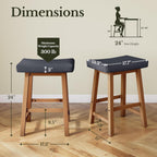 Yaheetech 24 Inch Counter Height Bar Stools Set of 3, Backless Saddle Stool Chair for Kitchen Counter Island with Footrests for Dining Room Small Space, Dark Gray