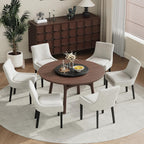 COLAMY Upholstered Dining Chairs Set of 2 with Mid Back and Wood Legs, Modern Accent Side Chairs for Living Room/Dining Room-Beige