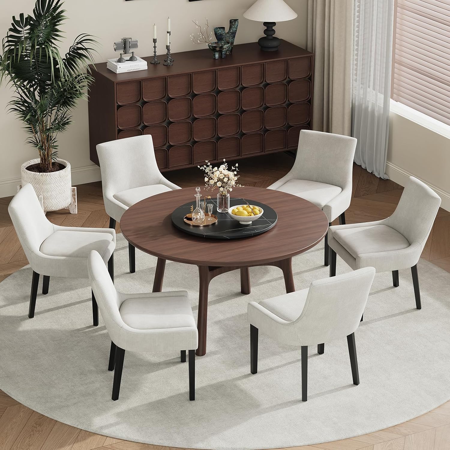 COLAMY Upholstered Dining Chairs Set of 2 with Mid Back and Wood Legs, Modern Accent Side Chairs for Living Room/Dining Room-Beige