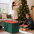 Christmas Ornament Storage Box Store 128-3" Ornaments, Ornament Organizer Storage box with Dual Zipper Closure Visual Cover & Adjustable Dividers, Holiday Decorations Storage Container with 8 Trays