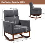 Yaheetech Rocking Chair, Upholstered Glider Chair with Side Pocket, Nursery Chair with High Backrest and Rubber Wood Legs, Rocking Accent Armchair for Living Room Bedroom Nursery, Gray