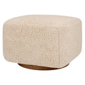 Babyletto Kiwi Gliding Ottoman in Chai Shearling with Dark Wood Base, Greenguard Gold and CertiPUR-US Certified