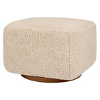 Babyletto Kiwi Gliding Ottoman in Chai Shearling with Dark Wood Base, Greenguard Gold and CertiPUR-US Certified