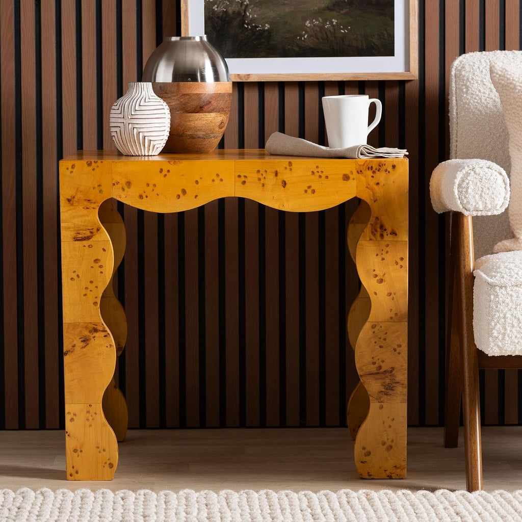 Bali & pari Huxley Modern and Contemporary Real Burl Wood End Table