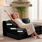 59" Convertible Sofa Bed with High Backrest & Washable Cover, Compression Boneless Couch in a Box, Sectional Loveseat Floor Sleeper Sofa for Bedroom, Living Room, BlackFleece