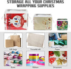 3 Pack Clear Zippered Gift Bag Storage Organizer with Handles,Organize Your Gift Wrap,Tissue Paper, Tape,Bow, Ribbon,Card,Ornament-Christmas Wrapping Supplies Storage Bag-3 Different Sizes（L+M+S)