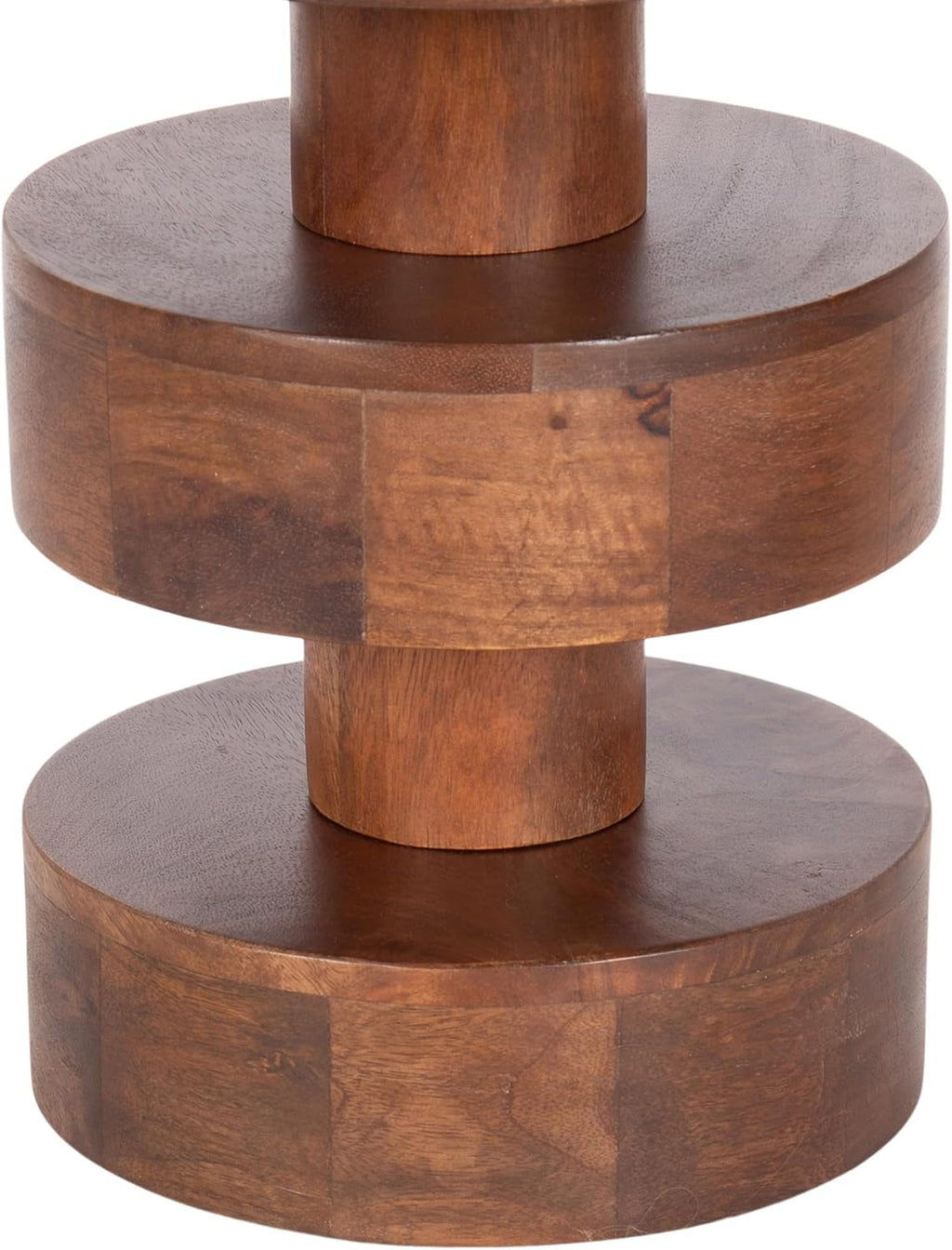 Kate and Laurel Omar Modern Wooden Round Drink Table, 9 x 9 x 20, Walnut Brown, Geometric Floating Disks Circle Mini Table for Use as Small Bedroom Night Stand or Indoor Plant Stand