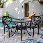 Outdoor Dining Chairs Cast Aluminum, Patio Dining Chairs Set of 2, Conversation Furniture Set for Backyard, Black