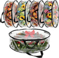 5 Pcs Wreath Storage Container, 24 x 8 Inch Clear Wreath Storage Bag with Handles Waterproof Christmas Garland Storage Holder for Xmas Seasonal