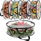 5 Pcs Wreath Storage Container, 24 x 8 Inch Clear Wreath Storage Bag with Handles Waterproof Christmas Garland Storage Holder for Xmas Seasonal