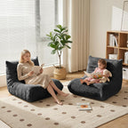 Bean Bag Chair with Lumbar Pillow, Gaint Bean Bag Chairs for Adults, Oversized Corduroy Beanbag Chair with Memory Foam Filled, Lazy Floor Sofa for Reading Gaming Living Room Bedroom (Grey)