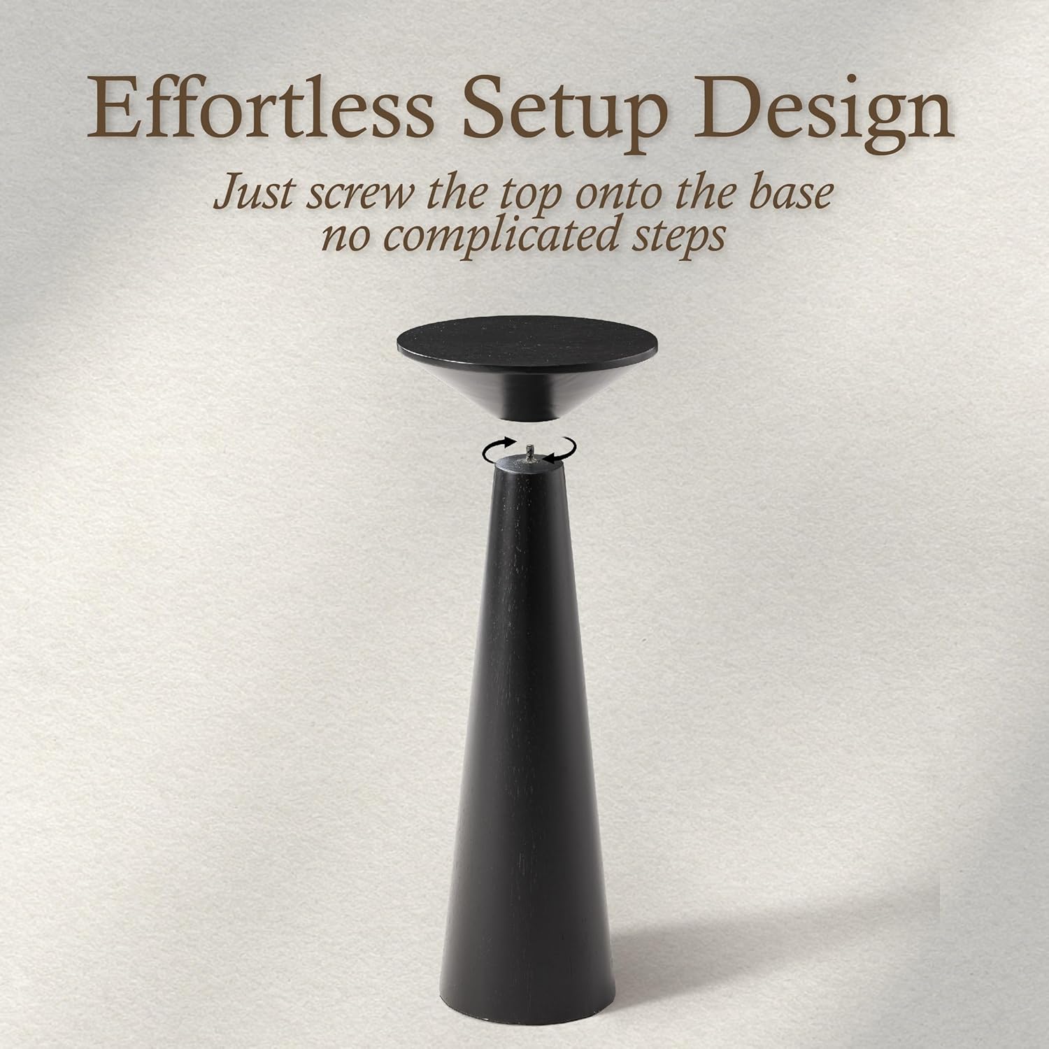 COZAYH Farmhouse Tall Pedestal End Table Small Solid Wood Martini Table Plant Stand Modern Round Drink Table for Small Space Living Room, Black