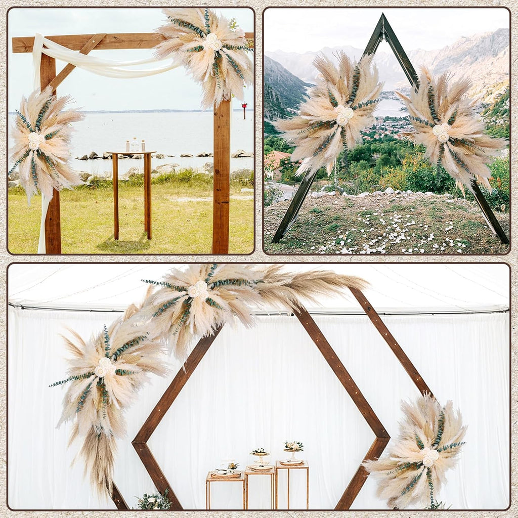 36-38" Large Pampas & Eucalyptus Wall Decor, DIY Artificial Roses & Natural Dried Boho Hanging Flowers for Wall, Mirror, Wedding Arch, Entryway Decor, Gift, Requires Assembly & Easy Install