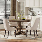 COLAMY Fabric Side Dining Chairs Set of 4, Wingback Upholstered Dining Room Chairs with Tufted Button, Living Room Chairs for Home Kitchen, Beige