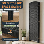 FDW Room Divider 6 Panel Folding Privacy Divider 6 Ft Indoor Wall Divider Portable Partition Wood Screen, Coal Black