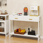 Entryway Table, Console Table with Motion Sensor Light, Sofa Table with 2 Drawers and Storage Shelf, Entryway Cabinet and Sideboard Cabinet for Hallway, Foyer, Living Room, White