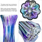 11.2 Inch Glass Vase-Iridescent Purple and Teal Thickened Cylinder Colorful Flower Vase Decor for Home Dining Table Centerpiece Office Wedding Holiday Party