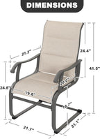 NUU GARDEN Patio Dining Chairs Set of 2, Outdoor Textilene Chairs with High Back and Breathable Seat, for Garden Deck Backyard Porch, Grayish Beige