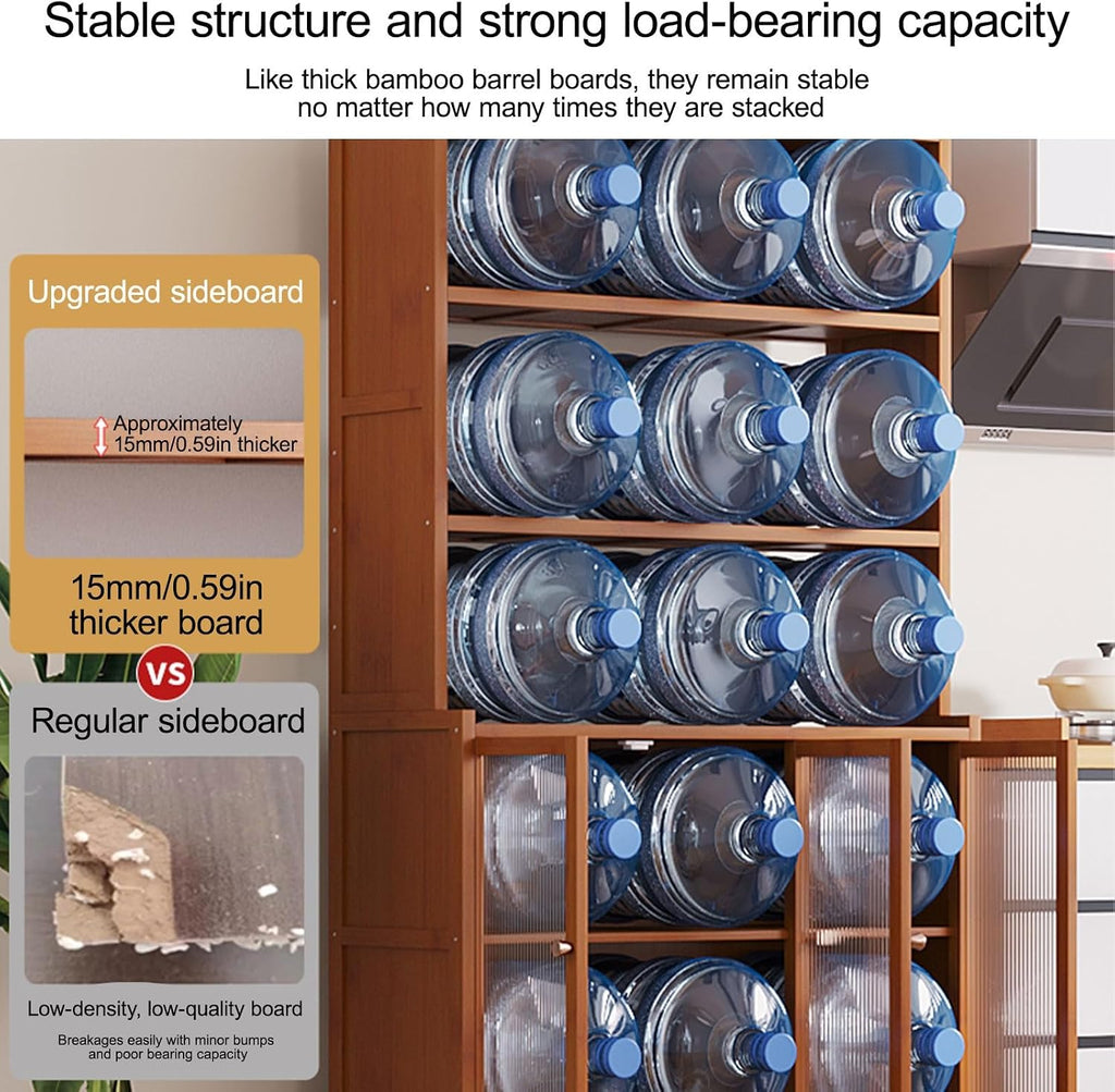 Narrow Kitchen Pantry Storage Cabinet, Sliding Racks with Door, Kitchen Pantry Cabinet with Doors and Drawers, Cupboard for Dining Room Living Room Furniture