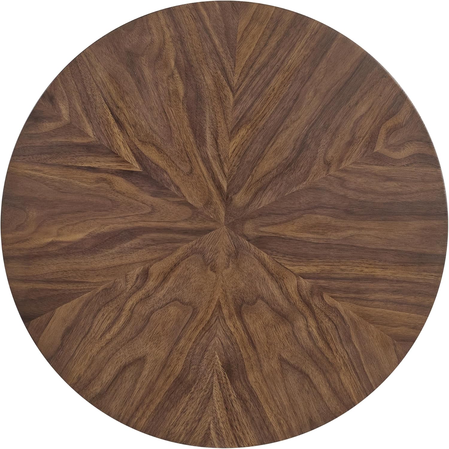 Martin Svensson Home LAX Retro Mid-Century Modern Round Wood End Table, Solid Grain Side Table with Lower Shelf, Small Accent Table for Living Room or Nightstand. Walnut Brown.